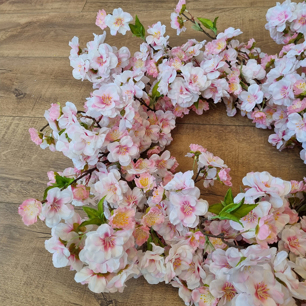 Viv! Home Luxuries Krans Bloemen - Kersenbloesem - roze - Ø50cm