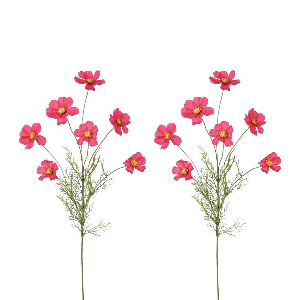 Viv! Home Luxuries Cosmos - kunstbloem - 2 stuks - fuchsia roze - 77cm