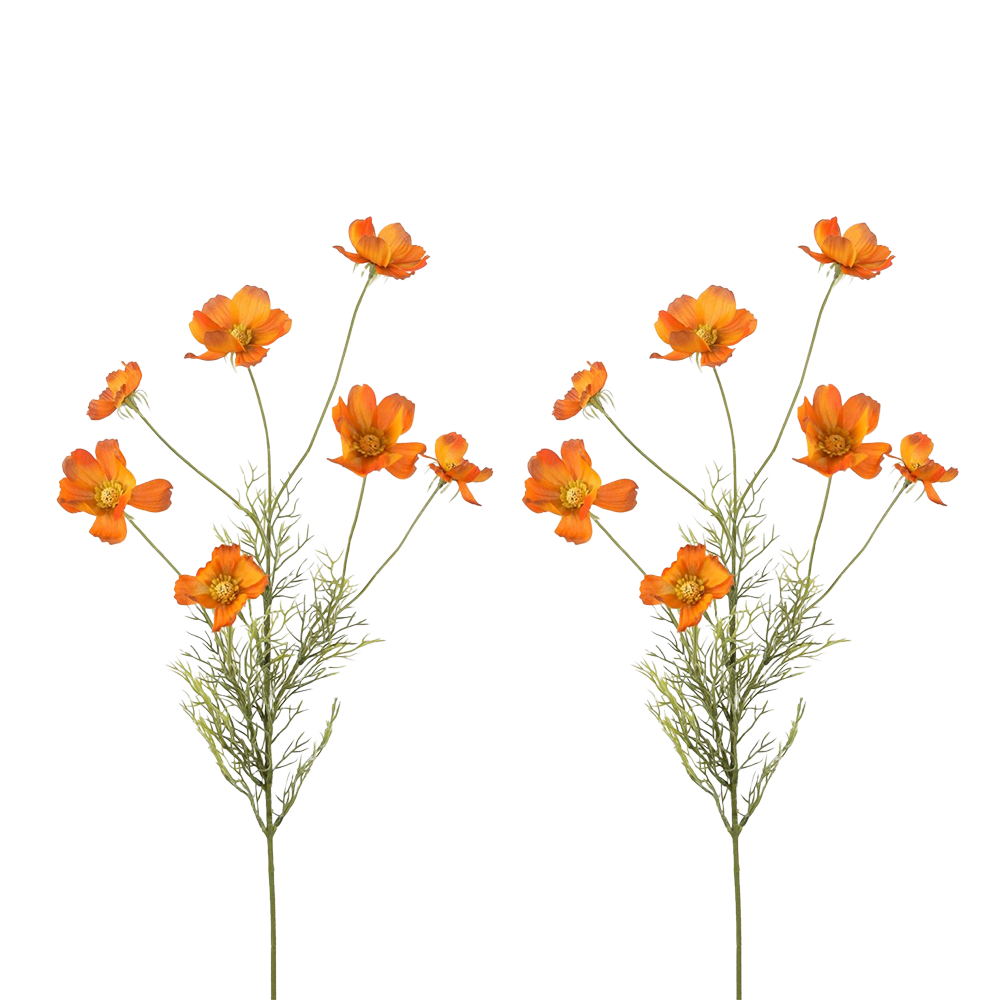 Viv! Home Luxuries Cosmos - kunstbloem - 2 stuks - oranje - 77cm