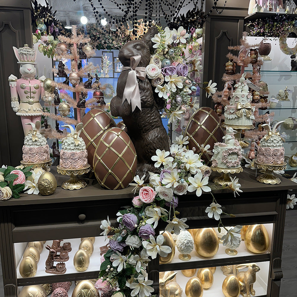 Viv! Christmas Paasdecoratie - XL Chocolade Paasei - pasen - bruin goud - 32cm