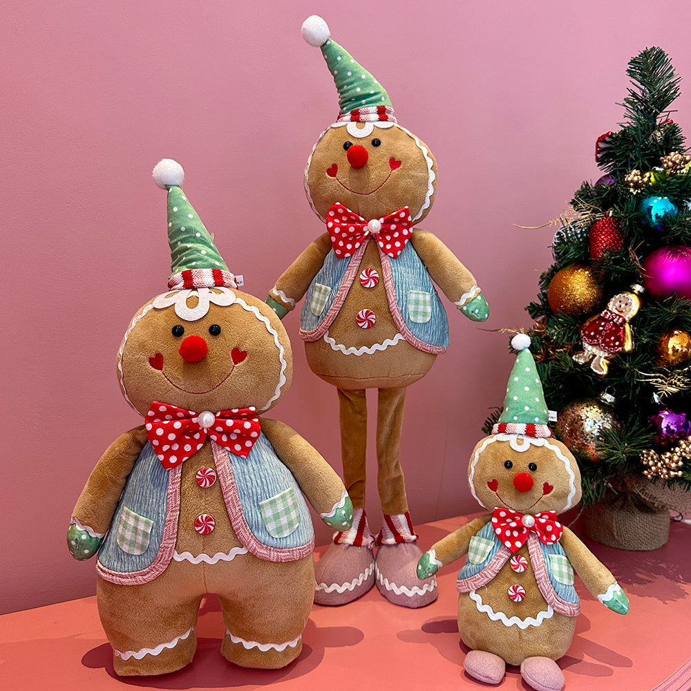 Viv! Christmas Kerstbeeld - Bolle Gingerbread Pop van Stof - pastel - 45cm