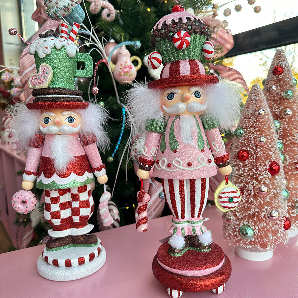 Viv! Christmas Kerstbeeld - Kerstboom met Kerstballen - pastel roze - 30cm