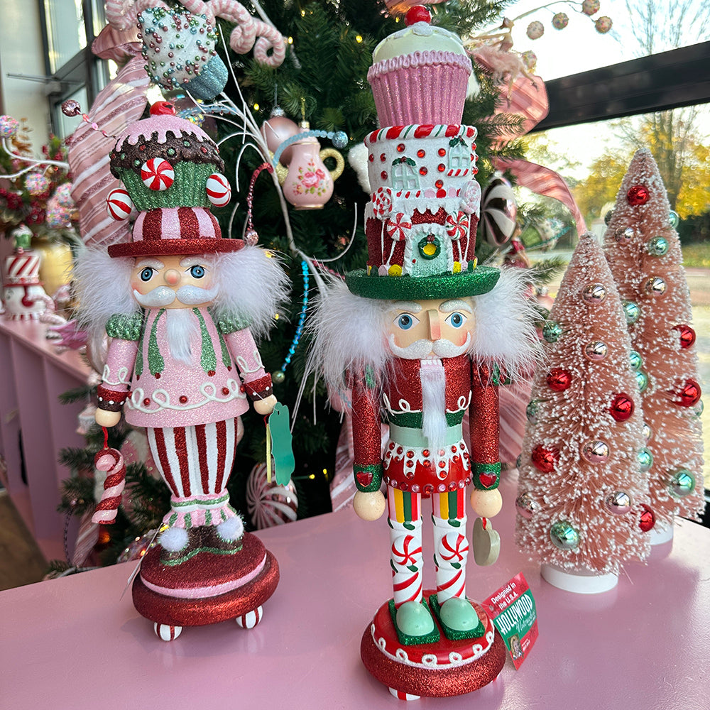 Viv! Christmas Kerstbeeld - Kerstboom met Kerstballen - pastel roze - 38cm