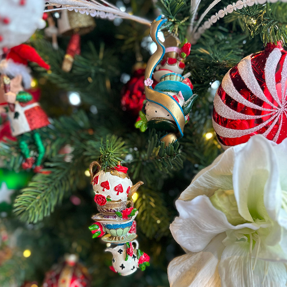 Viv! Christmas Kerstornament - Alice in Wonderland Theekoppen - set van 2 - Multi - 12cm