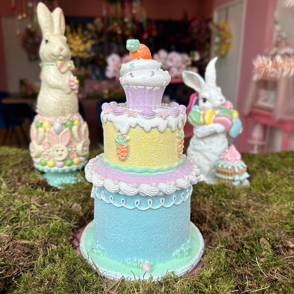 Viv! Christmas Paasdecoratie - 'Happy Easter' Huis met Konijn incl . LED Verlichting - pasen - pastel - 26cm