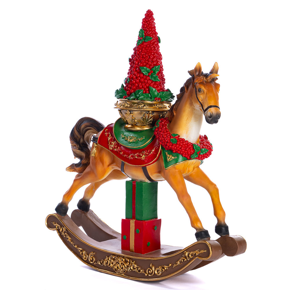 Goodwill M&G Kerstbeeld - Christmas Rocking Horse with Tree and Gifts - 43,5cm