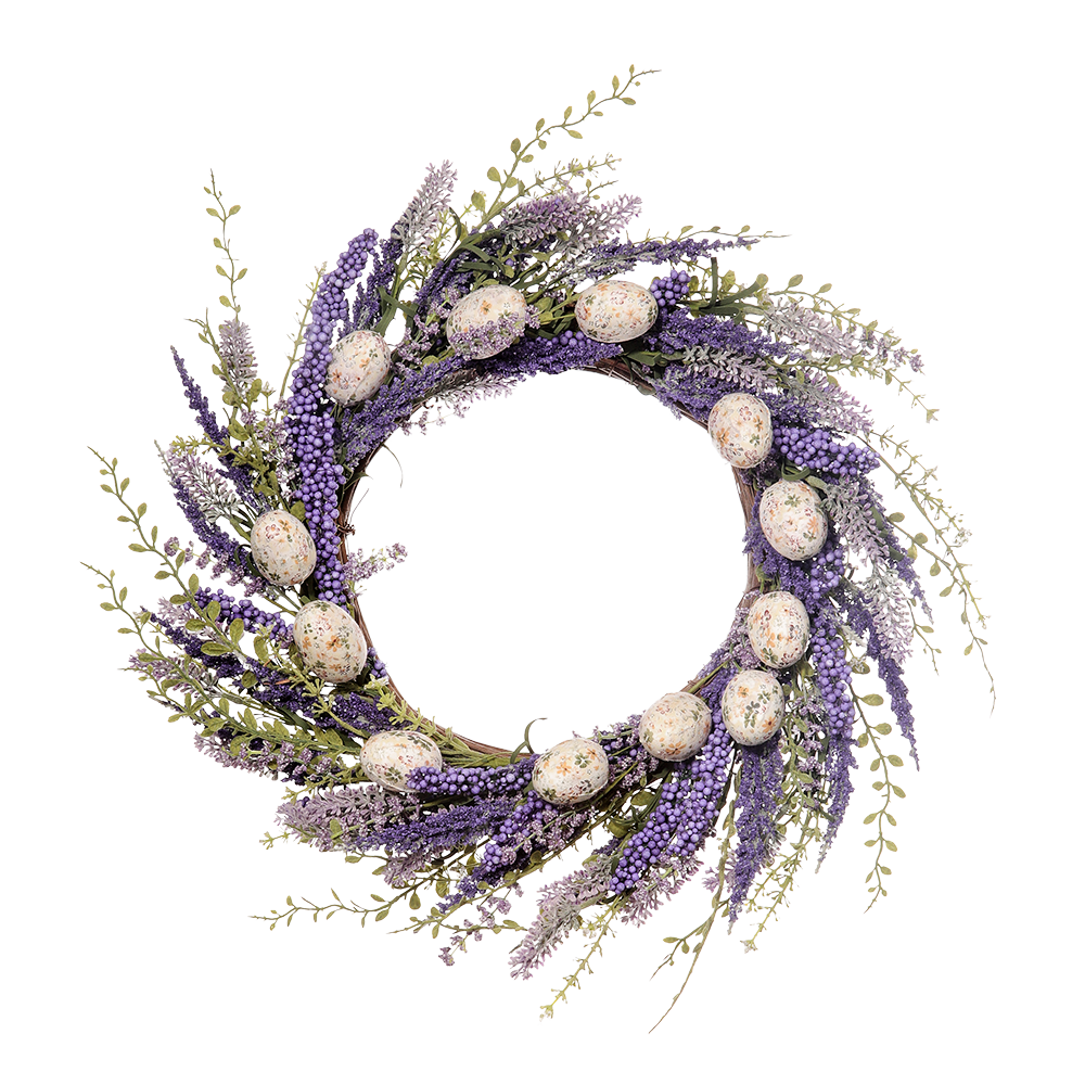 Viv! Christmas Paaskrans - Krans met Paaseieren - pasen - lavendel paars - 61cm