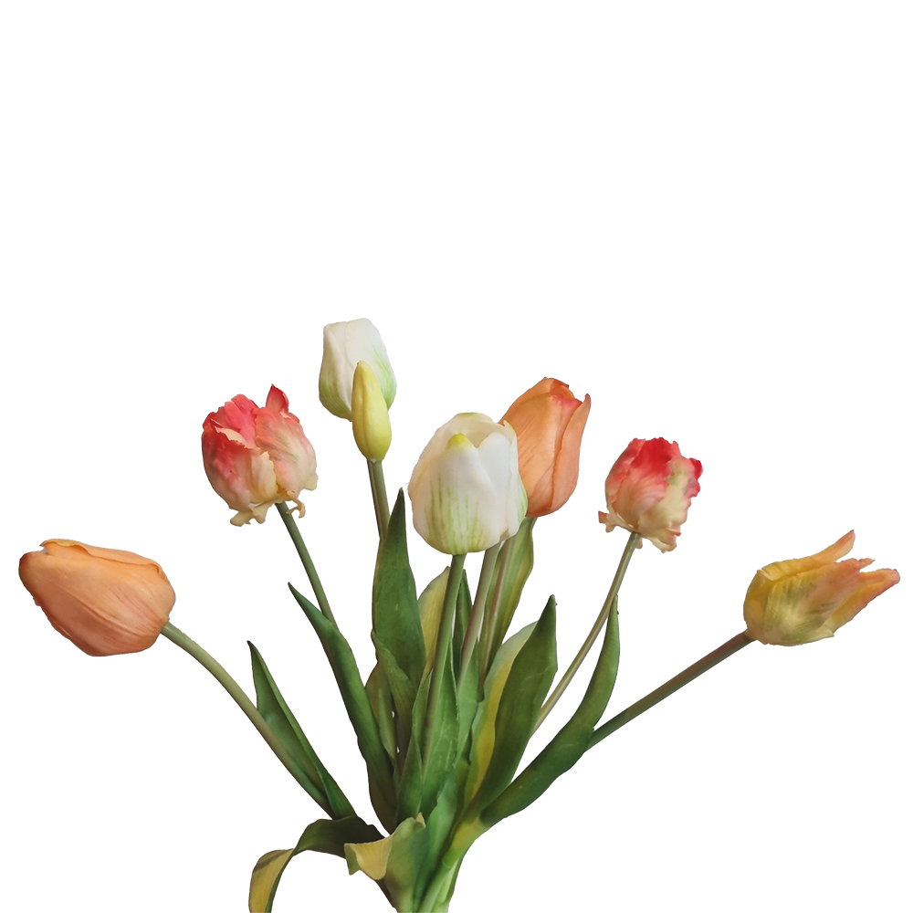 Viv! Home Luxuries - Tulpenboeket - 9 stuks - kunststof bloem - 40cm - perzik wit