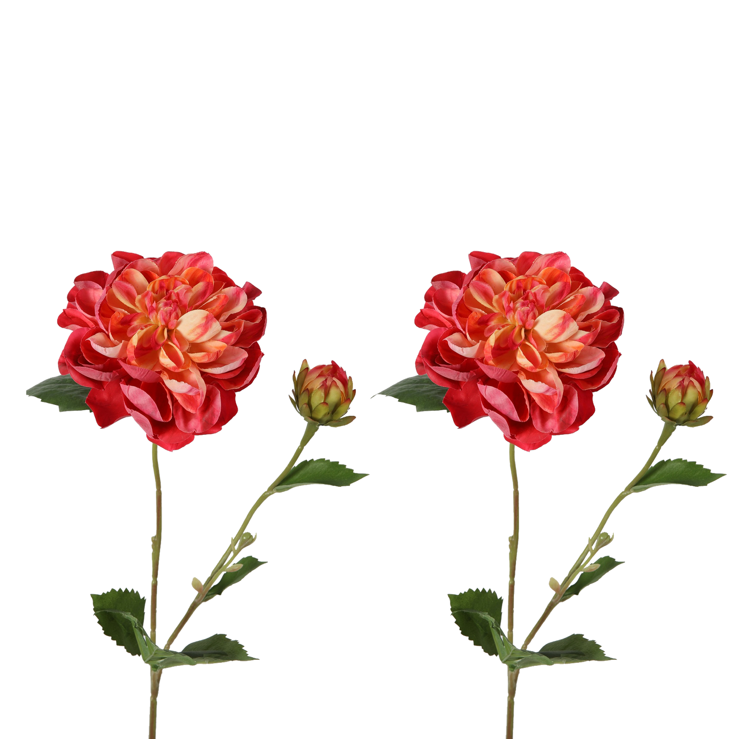 Viv! Home Luxuries Dahlia - kunstbloem - 2 stuks - roze rood - 57cm