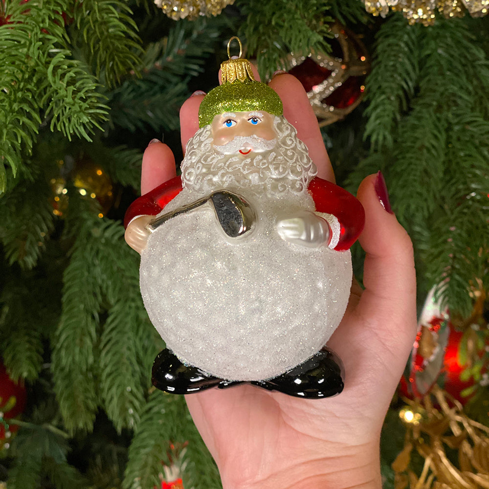 Viv! Home Luxuries Christmas ornament - Wave Santa - mouth blown glass - red white - 11cm