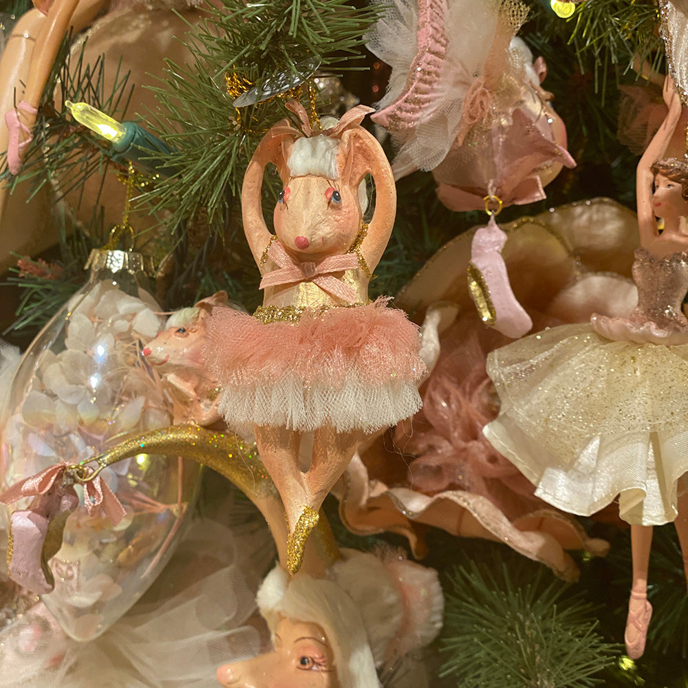 Goodwill M&G Kerstornament - Ballerina muisjes - set van 2 - roze - 11cm