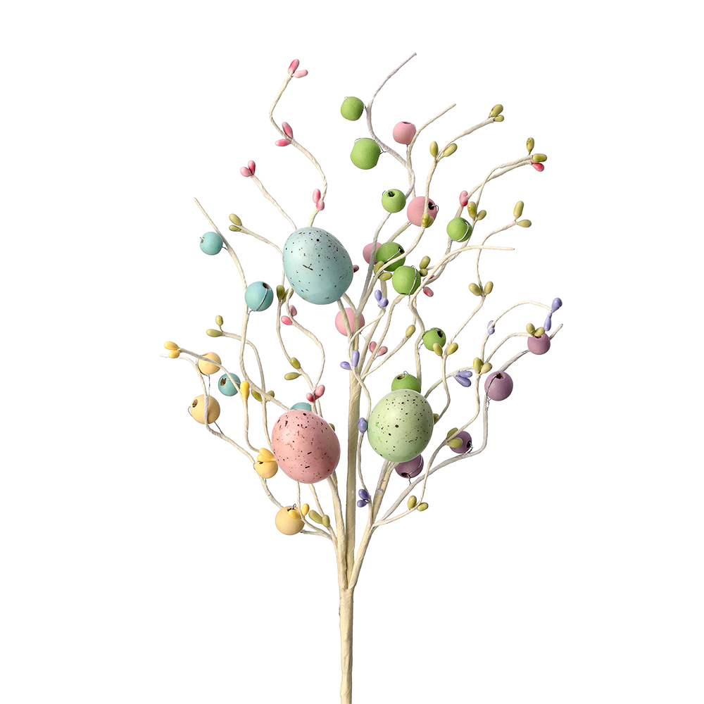 Viv! Christmas Paasdecoratie - Kleurrijke Paastak met Paaseieren en Kralen - decoratietak pasen - pastel - 45cm