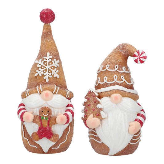 Viv! Christmas Kerstbeeld - Gingerbread Gnooms - set van 2 - rood bruin - 29 en 22cm