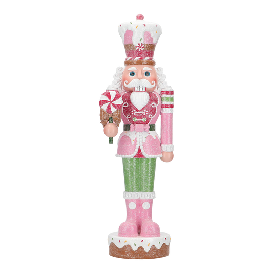 Viv! Christmas Kerstbeeld - Snoep Notenkraker - pastel - roze groen - 45cm