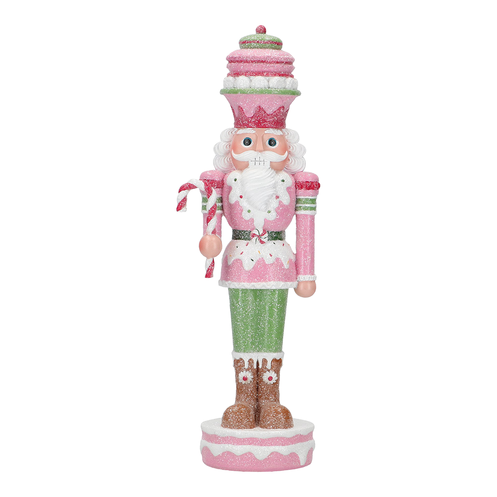 Viv! Christmas Kerstbeeld - Snoep Notenkraker - pastel - roze groen - 33cm