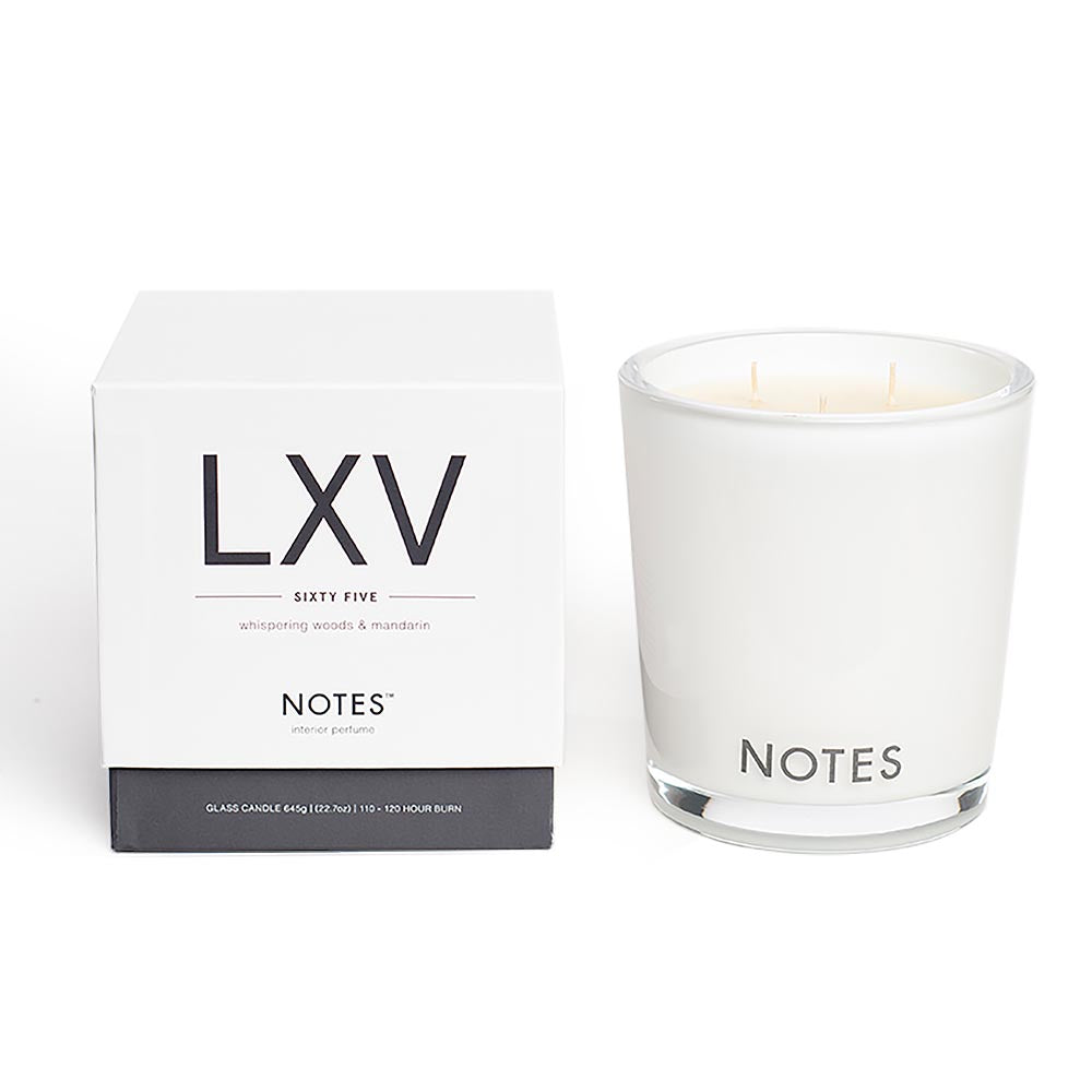 Notes candle LXV - Whispering woods & mandarin - sojakaars - maat M