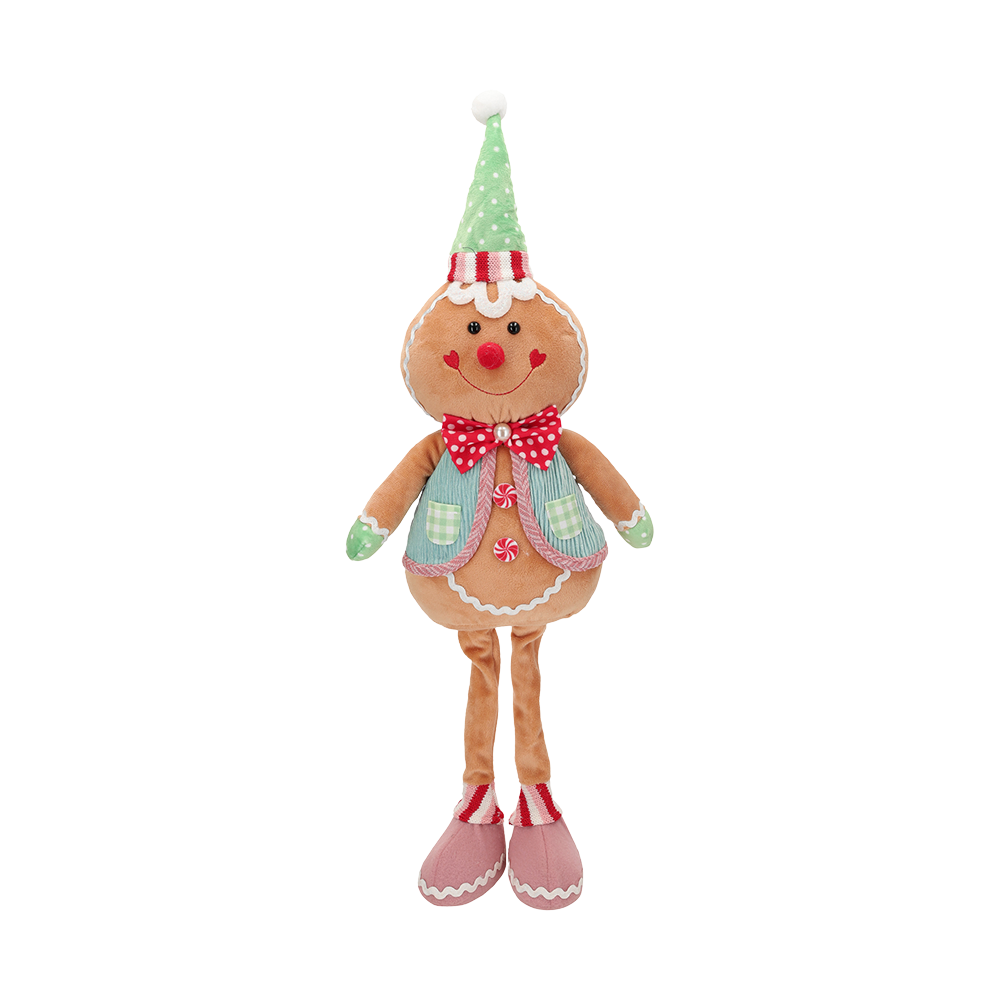 Viv! Christmas Kerstbeeld - Gingerbread Pop van Stof met Lange Benen - pastel - 65cm