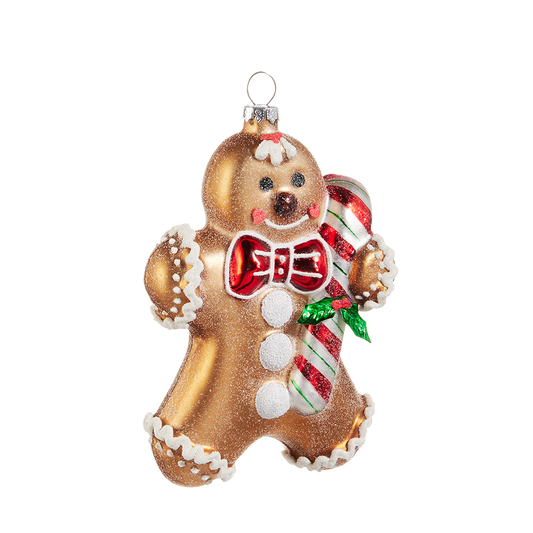 Viv! Christmas Kerstornament - Gingerbread Mannetje - glas - bruin - 13cm