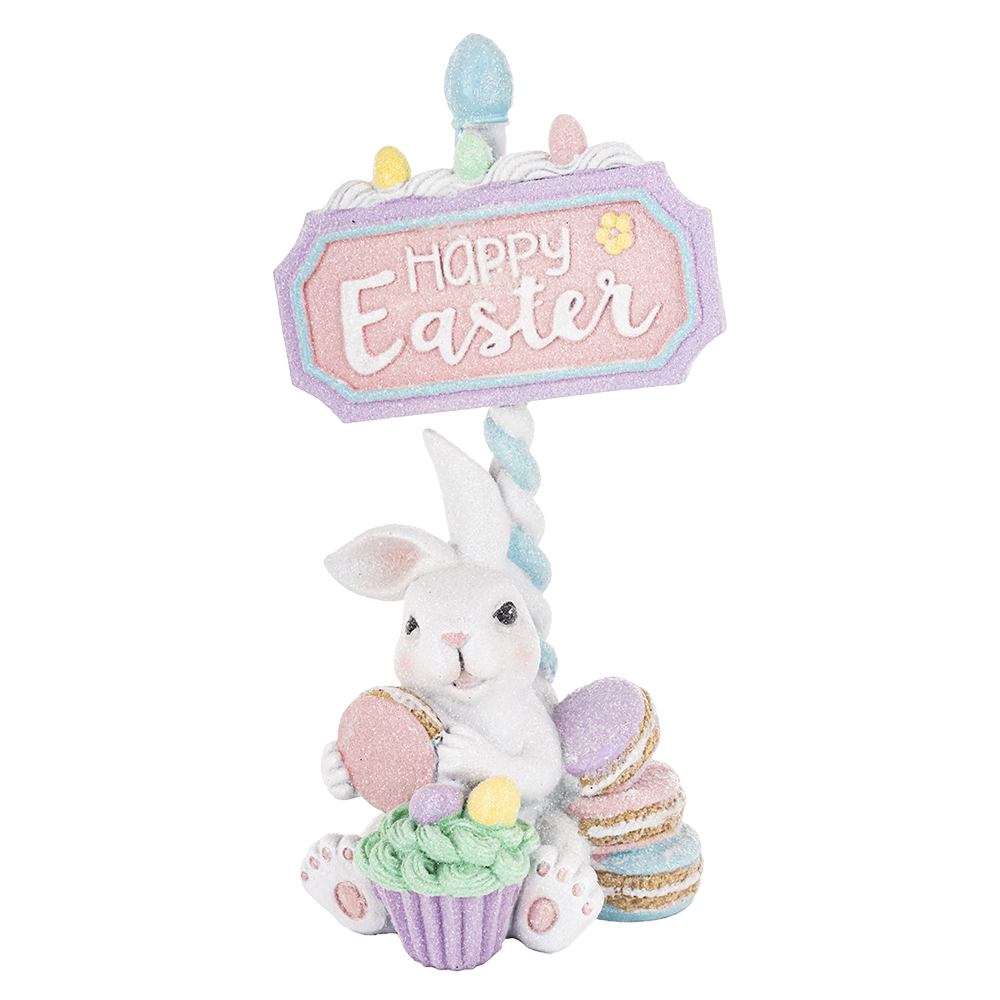Viv! Christmas Paasdecoratie - 'Happy Easter' Konijntje - pasen - pastel - 26cm