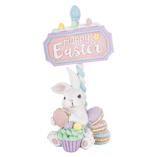 Viv! Christmas Paasdecoratie - 'Happy Easter' Konijntje - pasen - pastel - 26cm