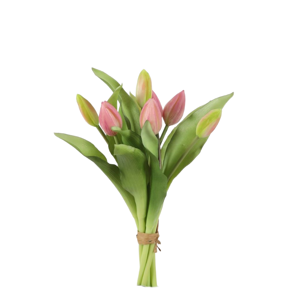 Viv! Home Luxuries - Tulpen boeket - 7 stuks - kunststof bloem - lichtpaars - 32cm