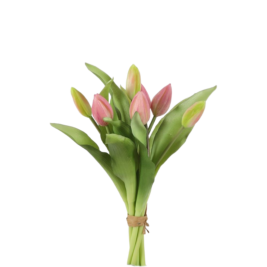 Viv! Home Luxuries - Tulpen boeket - 7 stuks - kunststof bloem - lichtpaars - 32cm
