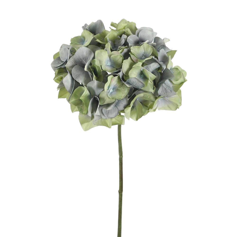 Viv! Home Luxuries Hortensia - zijden bloem - groen blauw - 48cm