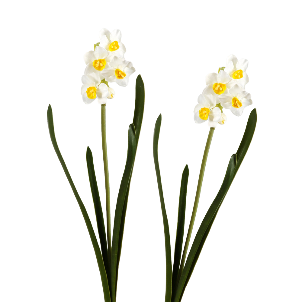 Viv! Home Luxuries Narcis - zijden bloem - wit geel - 2 stuks - 41cm