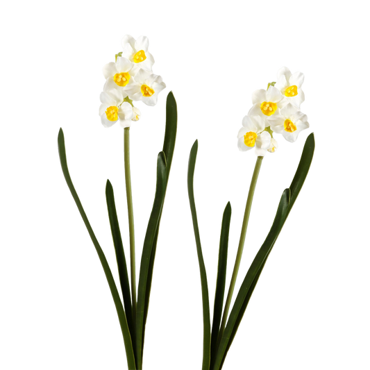 Viv! Home Luxuries Narcis - zijden bloem - wit geel - 2 stuks - 41cm