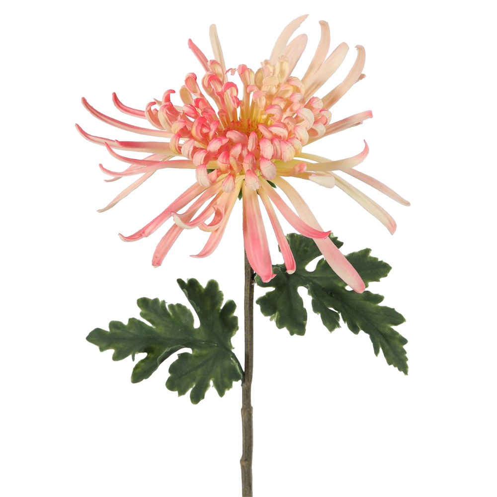 Viv! Home Luxuries Chrysant - kunstbloem - geel roze - 73cm