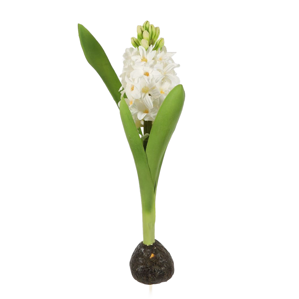 Viv! Home Luxuries Hyacint - bloembol - zijden bloem - wit - 35cm