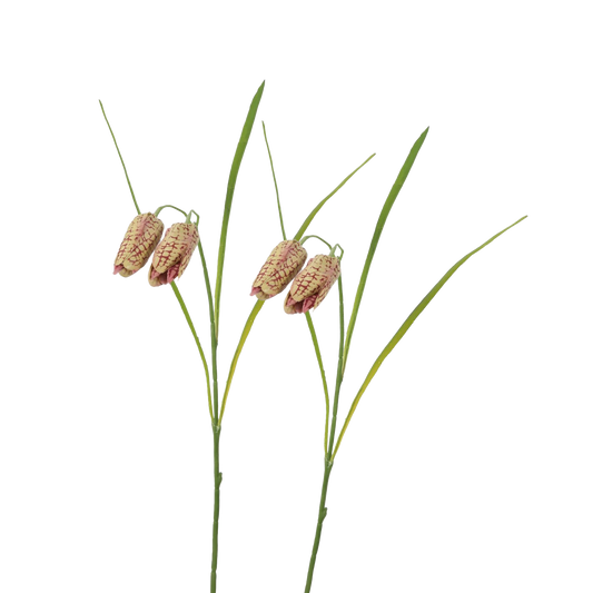 Viv! Home Luxuries Fritillaria - Kievitsbloem - 2 stuks - zijden bloem - Groen Paars - 54cm