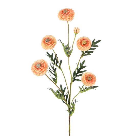 Viv! Home Luxuries Chrysant Pompon - kunstbloem - perzik - 72cm