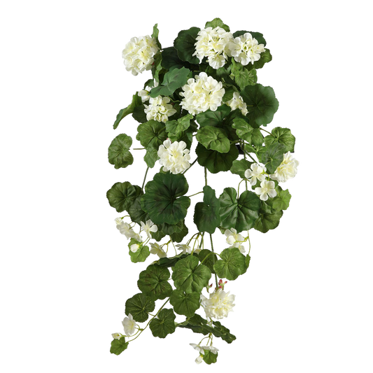 Viv! Home Luxuries Geranium hangend - zijden bloem - wit - 80cm