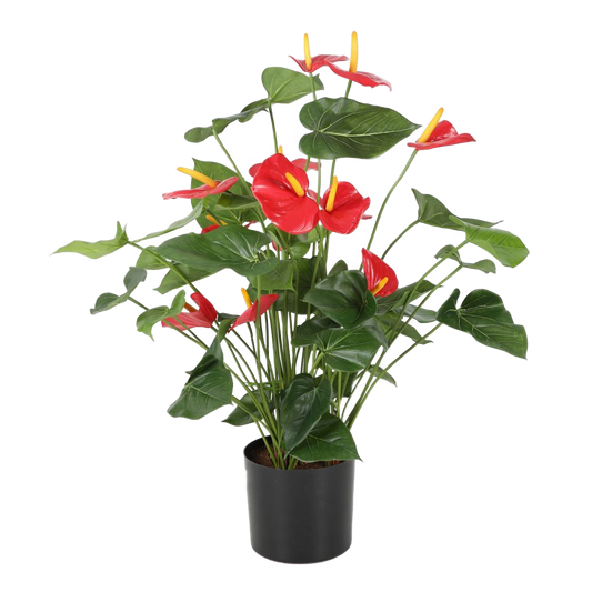 Viv! Home Luxuries Anthurium plant - kunstplant - groen rood - 78cm