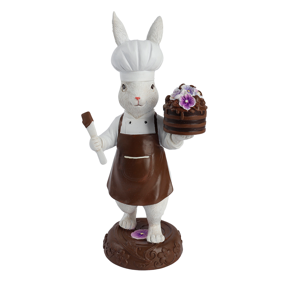 Viv! Christmas Paasdecoratie - Chocolade Paashaas met Viooltjes Taart - pasen - 31cm