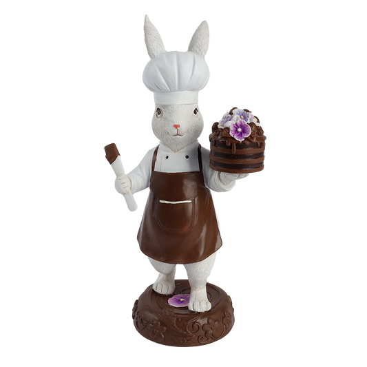 Viv! Christmas Paasdecoratie - Chocolade Paashaas met Viooltjes Taart - pasen - 31cm