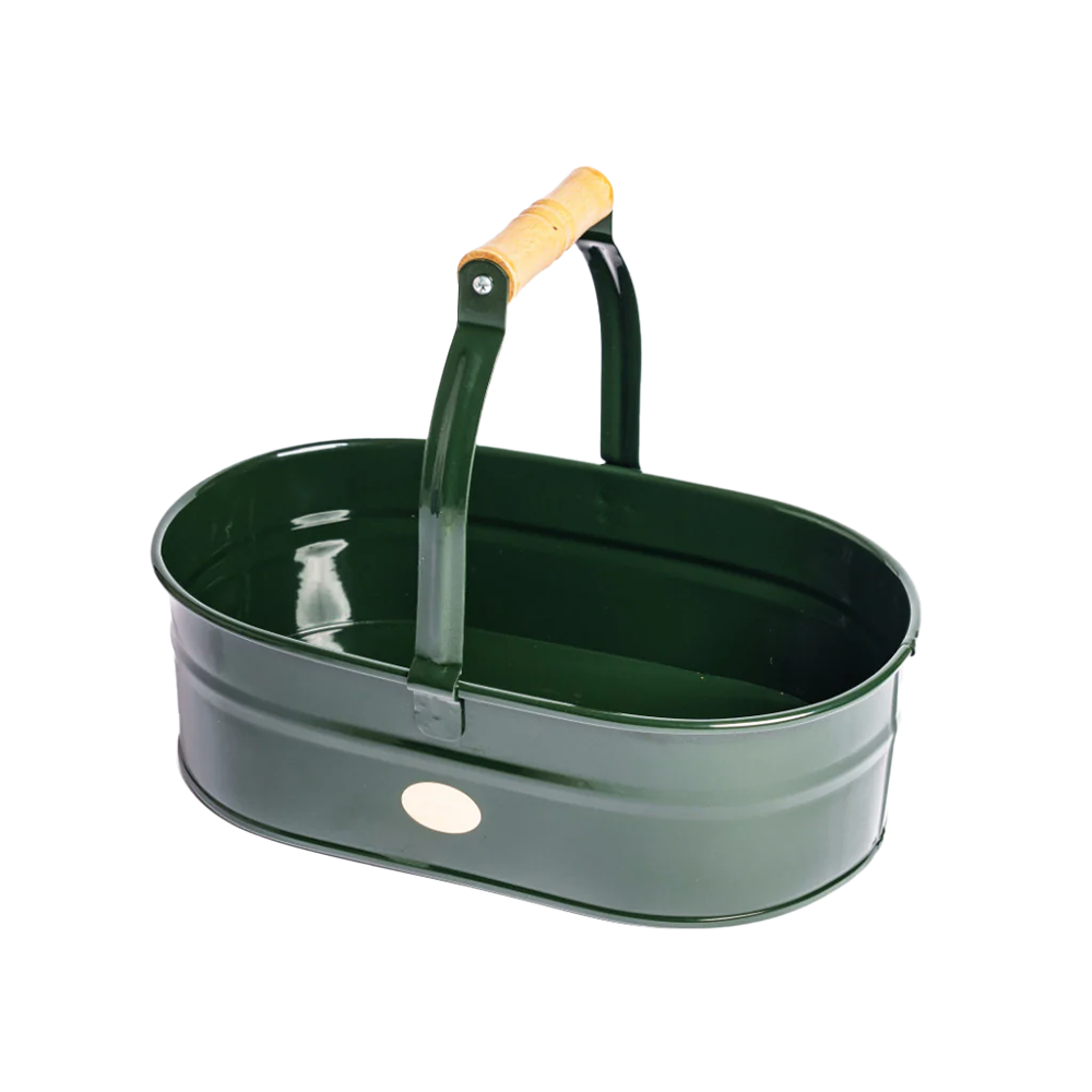 Heritage British Garden Company - Klassieke Oogstmand Engelse stijl - 4 liter - British Racing Green - metaal - 33x20x26cm