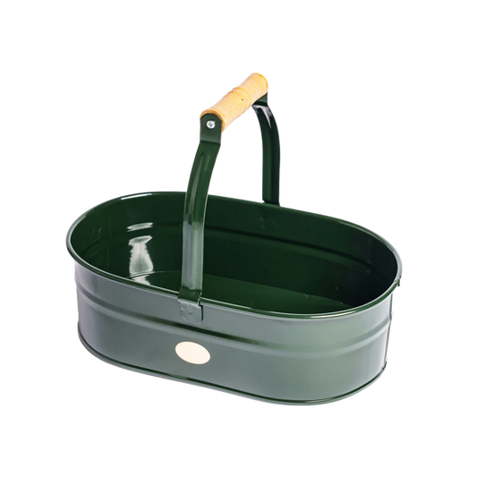 Heritage British Garden Company - Klassieke Oogstmand Engelse stijl - 4 liter - British Racing Green - metaal - 33x20x26cm