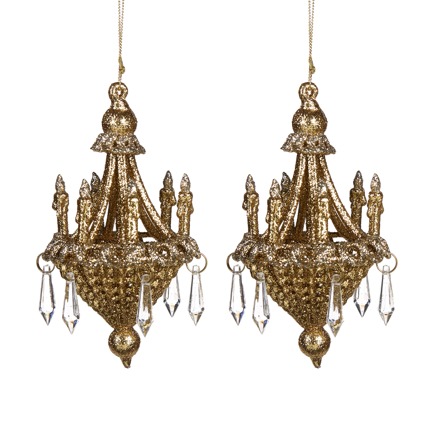 Viv! Home Luxuries Christmas ornament - chandelier - set of 2 - gold - 13cm