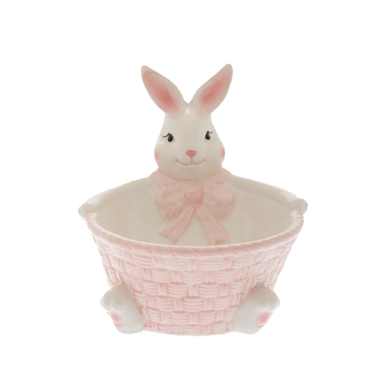 Viv! Christmas Paasservies - Schaaltje met Konijn - keramiek - pasen - roze - 16cm
