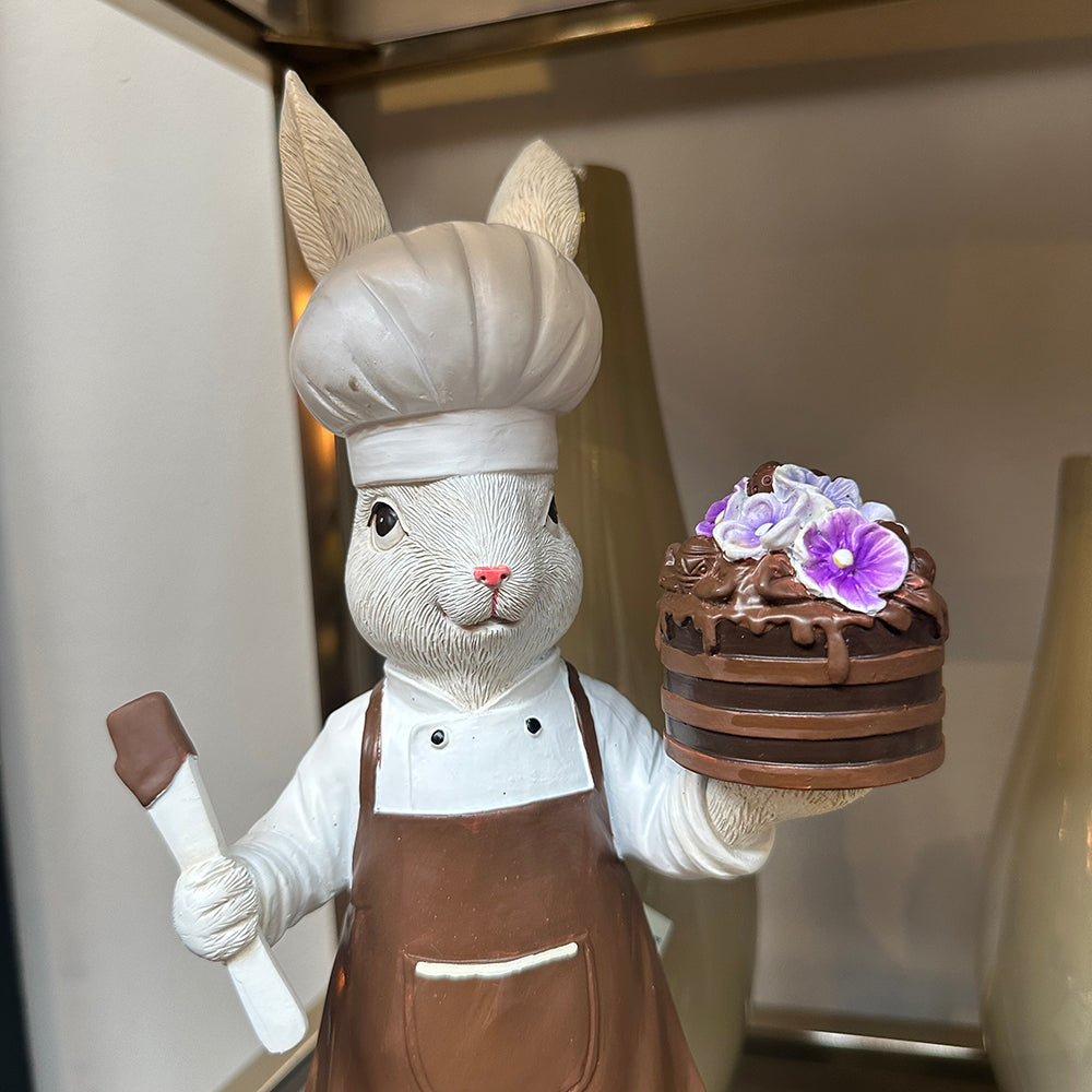 Viv! Christmas Paasdecoratie - Chocolade Paashaas met Viooltjes Taart - pasen - 31cm