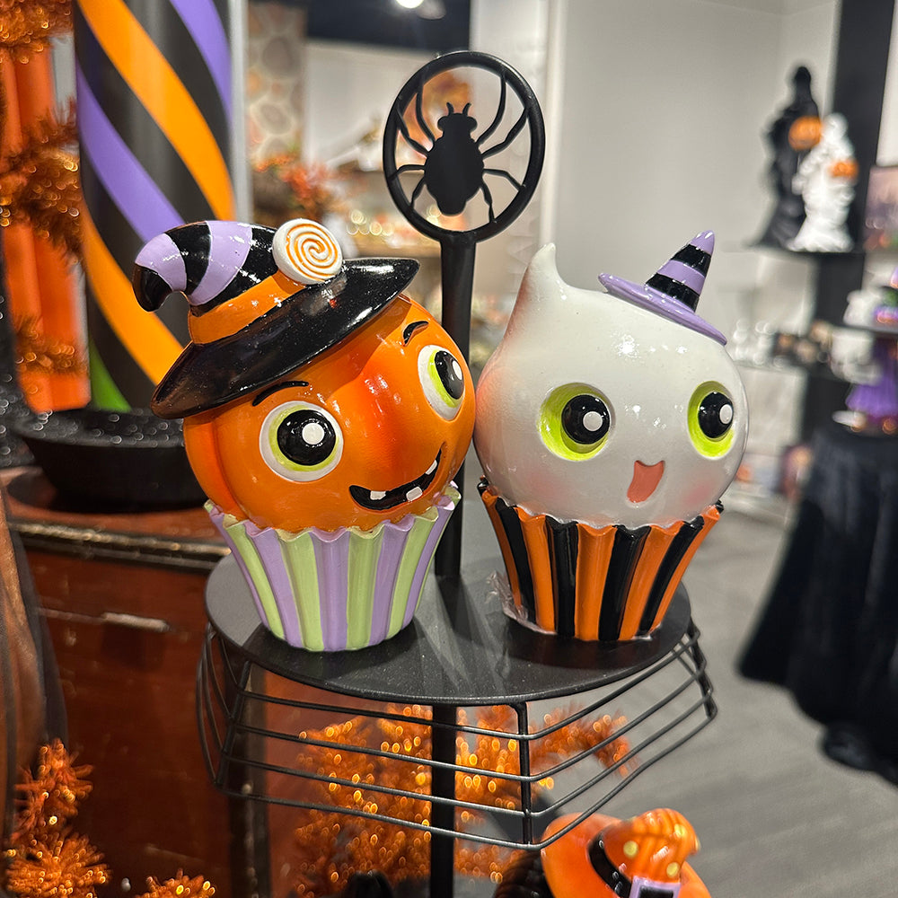Viv! Christmas Halloween Decoratie Beeld - Cupcake Monstertjes - set van 4 - 13 cm
