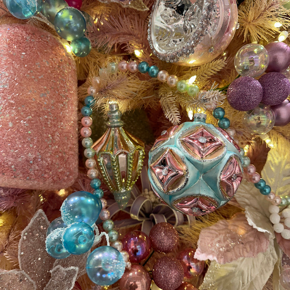 Viv! Christmas Kerstbal - Vintage Parisienne - set van 2 - glas - pastel - 16cm