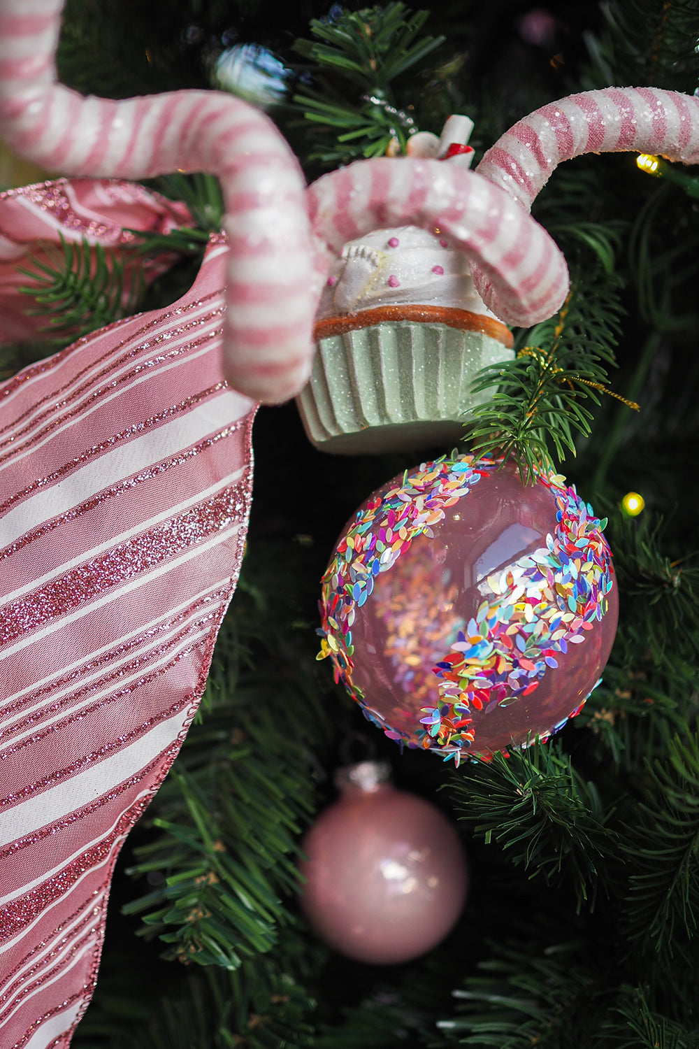 Viv! Christmas Kersttak - Pepermunt Swirl - roze wit - 91cm