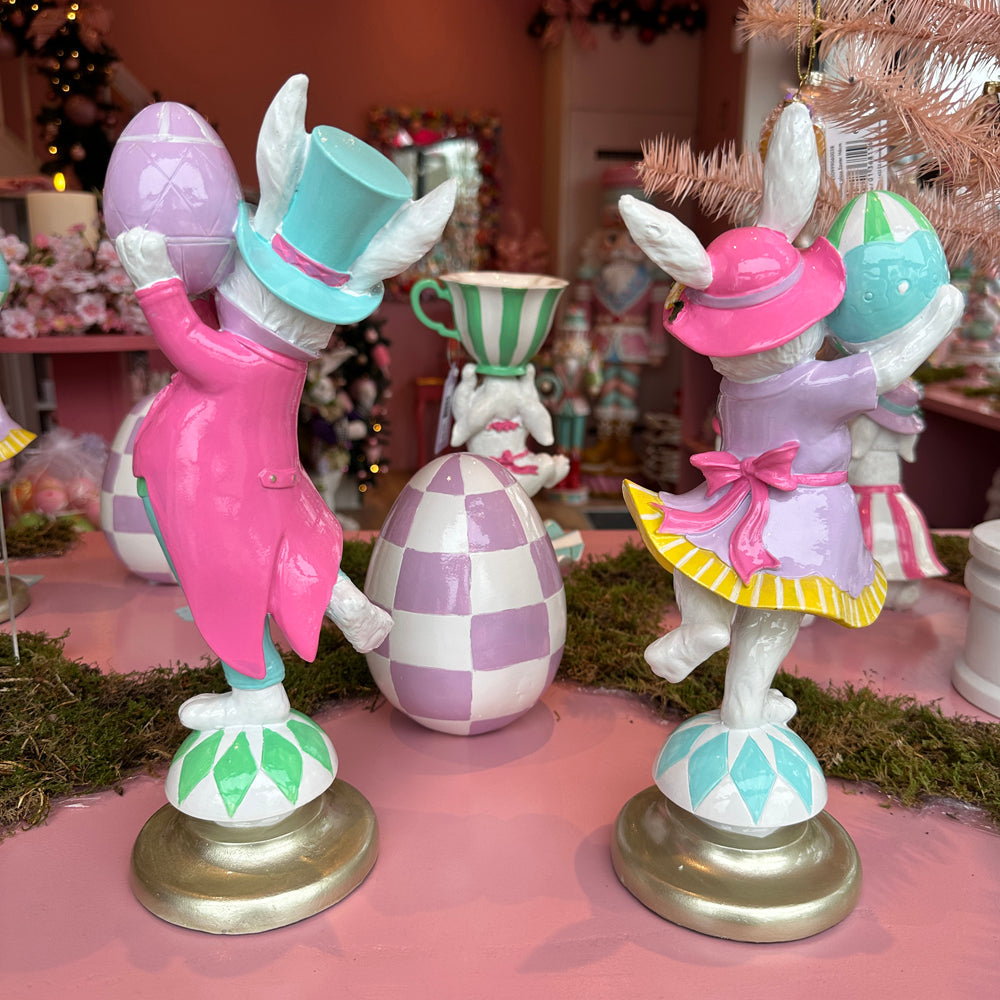 Viv! Christmas Paasdecoratie - Kleurrijke Paashazen met Paaseieren - set van 2 - pasen - 30cm