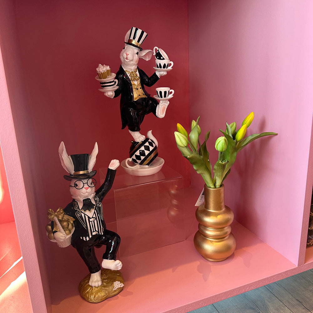 Viv! Home Luxuries - Tulpen boeket - 7 stuks - kunststof bloem - geel groen - 32cm