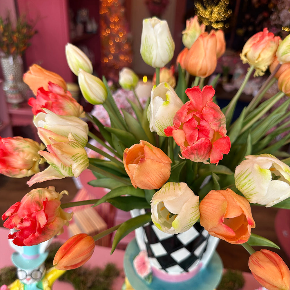 Viv! Home Luxuries - Tulpenboeket - 9 stuks - kunststof bloem - 40cm - perzik wit