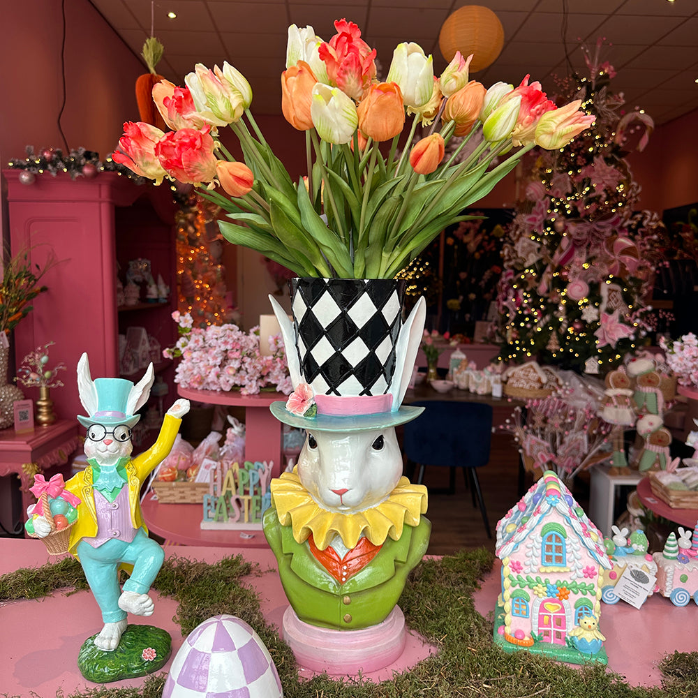 Viv! Home Luxuries - Tulpenboeket - 9 stuks - kunststof bloem - 40cm - perzik wit