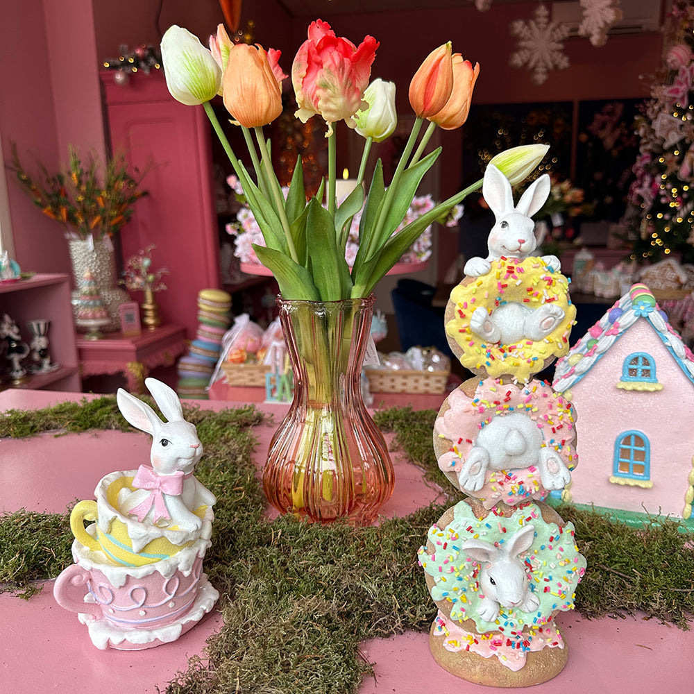 Viv! Home Luxuries - Tulpenboeket - 9 stuks - kunststof bloem - 40cm - perzik wit
